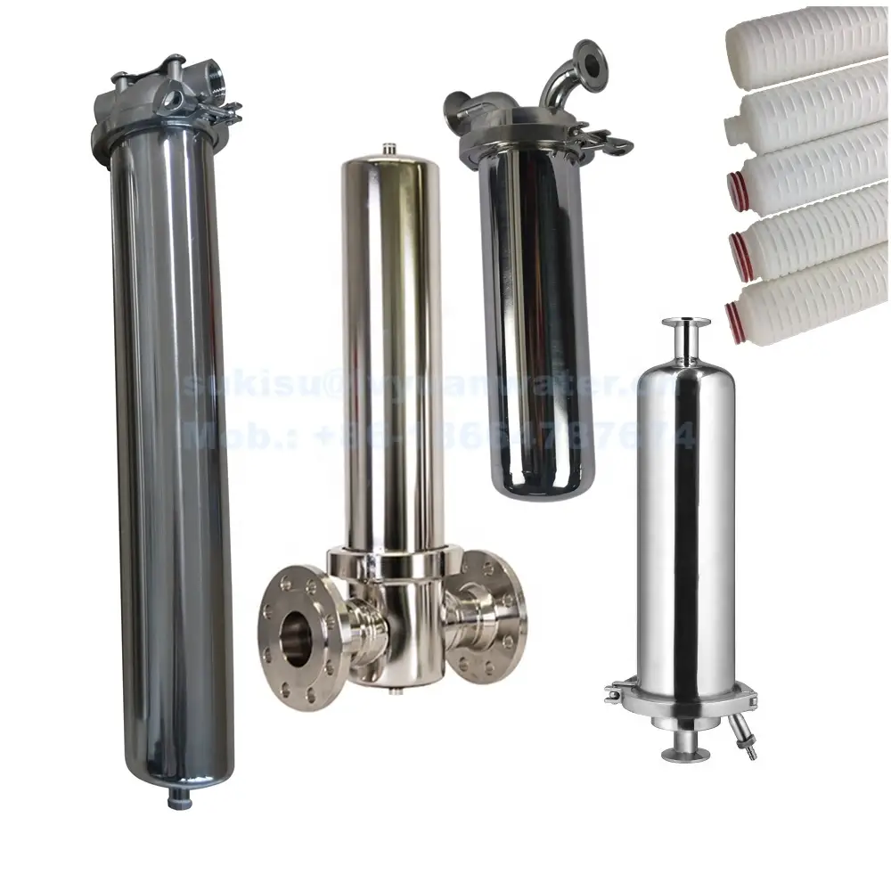 PTFE/PP/Titanium Cartridge filtration stainless steel inline filter for Air compressor and hot water treatment 1