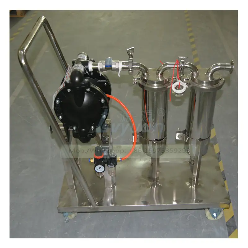 Carro móvil microfiltro de acero inoxidable 2 etapas 10 20 30 40 50 micras sistema de filtración de licor con bomba de líquido de gran flujo 1