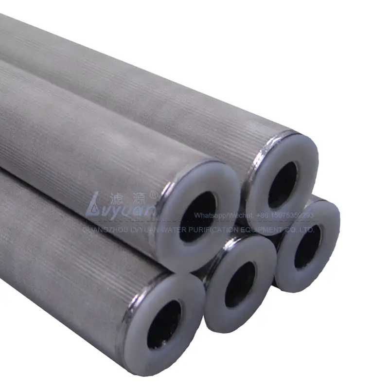 Filtro cilíndrico de sinterización de acero inoxidable de alta pureza SUS304 316L 50 100 micras para carcasa tipo filtro de cartucho de agua SS 1