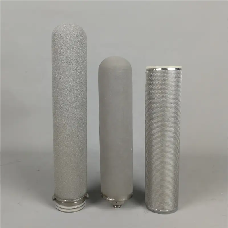Cartucho de filtro de polvo de metal SS316 de acero inoxidable poroso sinterizado de 1, 5 y 10 micras para filtro de agua alcalina 1