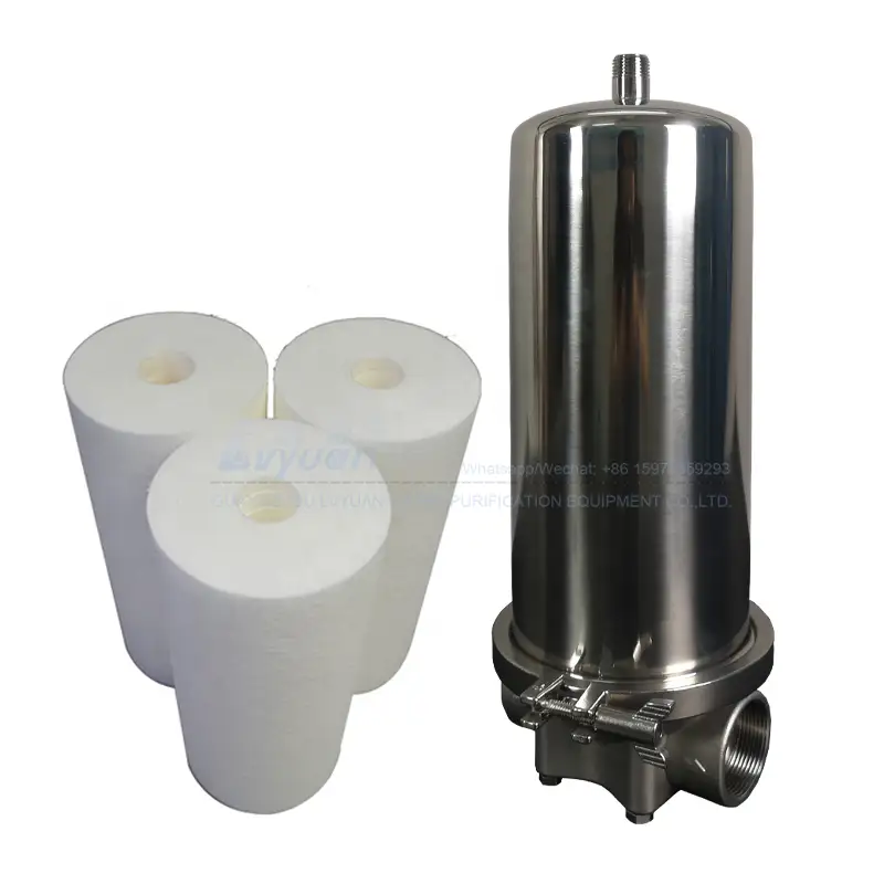 Carcasa de filtro de cartucho ss304 de un solo cartucho 226 de 10 pulgadas de acero inoxidable de operación Simple para filtración de fluidos químicos 1