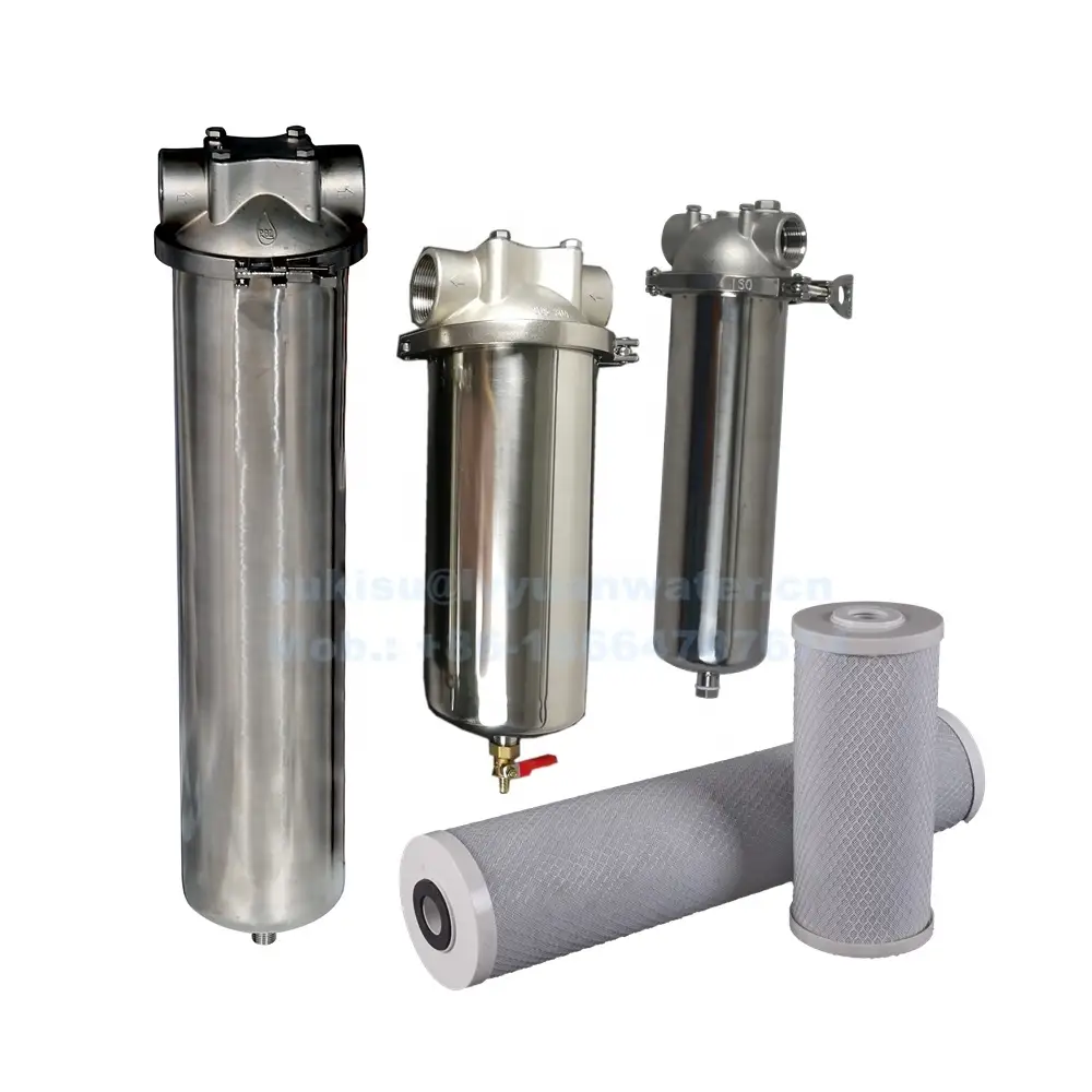 Industrial pipeline liquid treatment SS304 316 stainless steel cartridge filter housing with 20 inch single water filter element 1