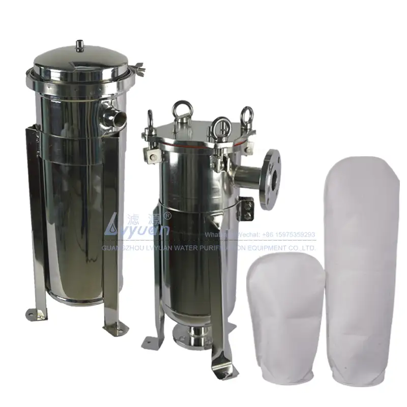 Hochwasserdruck-Einzelbeutelfilter SS304 316L Pressplatten-Edelstahlgehäuse mit 10 Mikron PP-Kunststoffbeutel 2