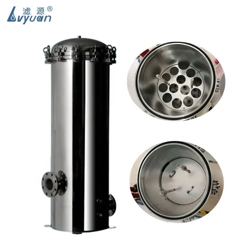 Carcasa de filtro multicartucho de acero inoxidable de calidad alimentaria para filtración industrial de agua/líquido 1