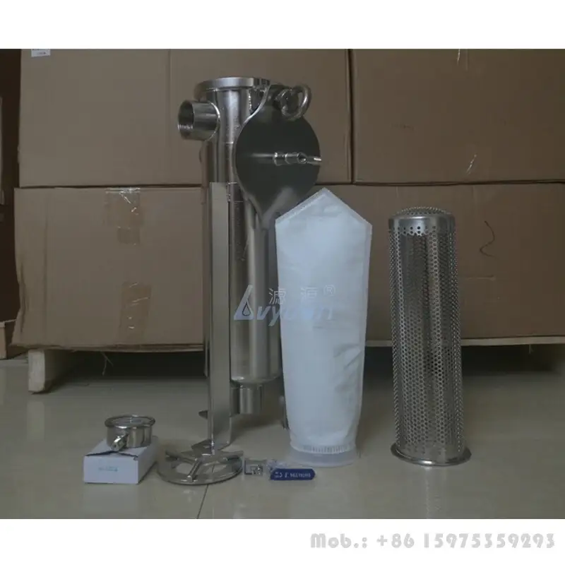 Einzelner waschbarer Beutelkartuschenfilter aus SS316L-Korb, 5-Mikron-Edelstahl-Flüssigkeitsfiltergehäuse für RO-Wasserfiltersystem 2