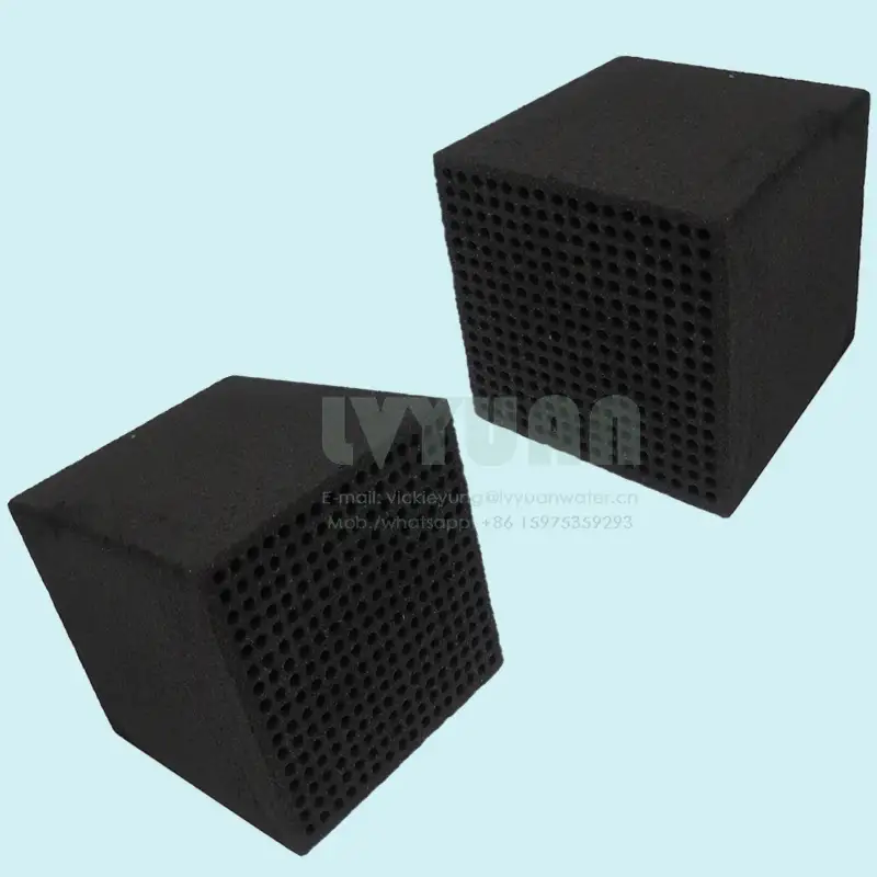 Multi Porous Square Cube Design Activated Block Carbon Honeycomb Sintered Carbon Filter Cartridge for 10 20 Microns Air/Liquid 1