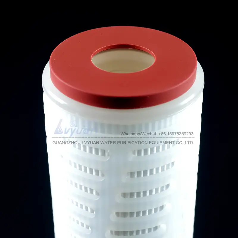 Factory supply 10 inch polypropylene water pleated filter cartridges with red DOE silicone end cap 1