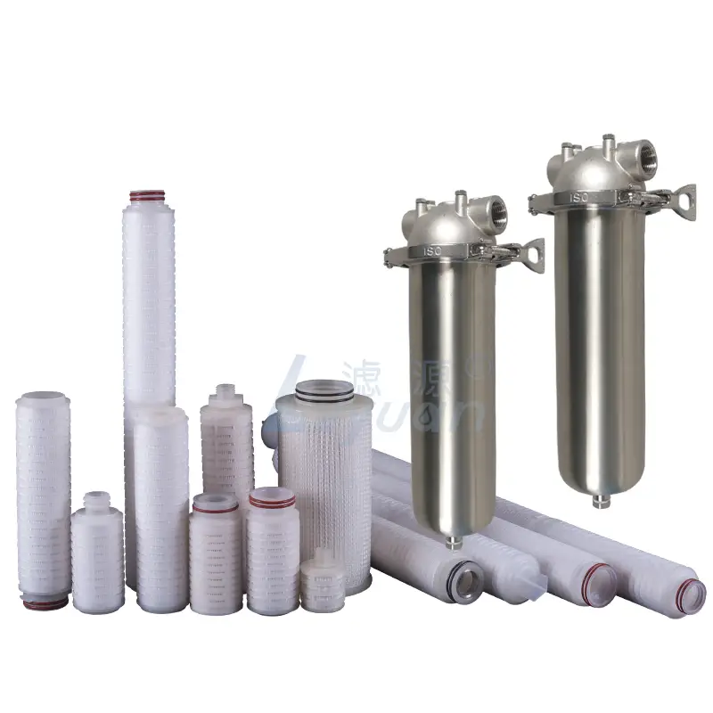 SS housing filter pleated 10/20/30/40 inch PP/PTFE/PES/PVDF/N6 0.2 micron membrane filter cartridge for single housing 1