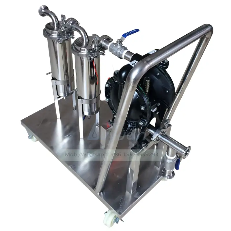 Trolley water pump set machine ss316 cartridge filter housing with PP/stainless steel/PE bag water filter 10 microns 1
