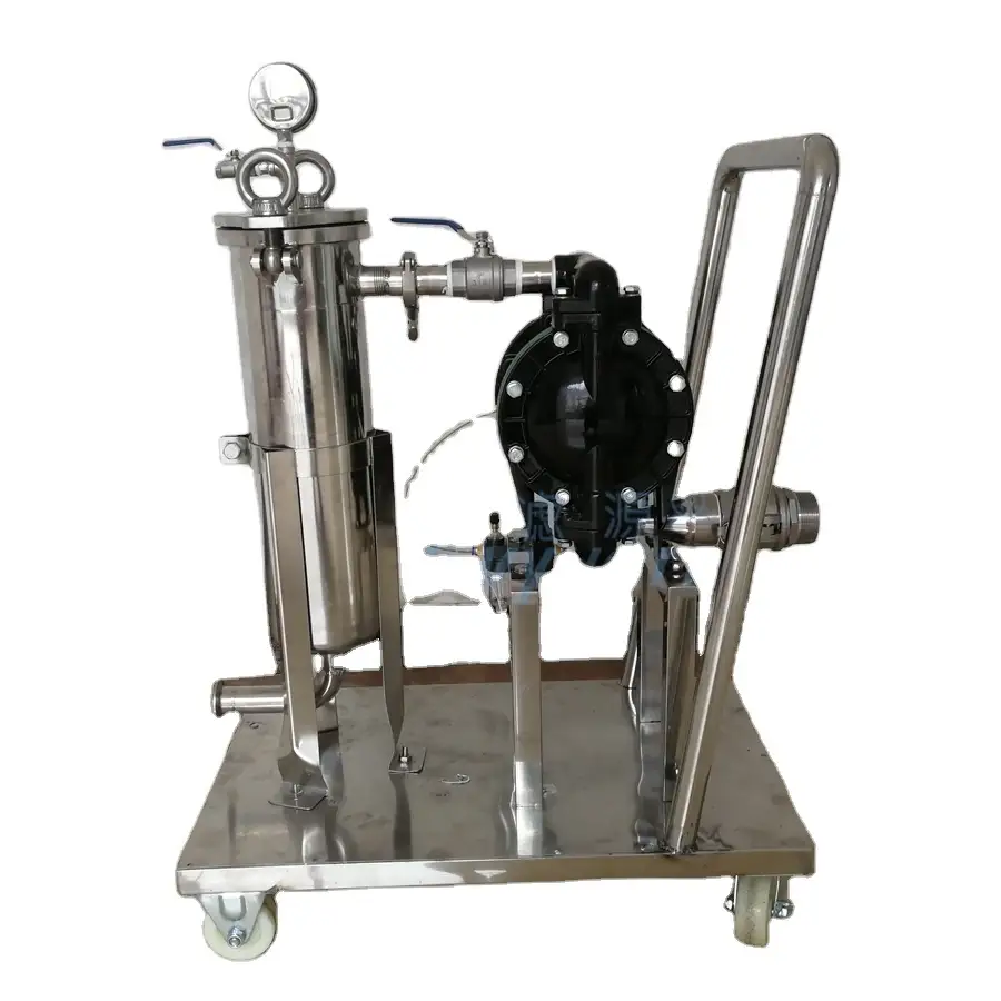 1/2/3/4/5 Stages Water Liquid Beer filtering machine Stainless Steel bag Filter system with diaphragm pump 1
