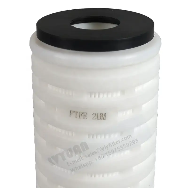 Fabricante de Guangzhou, membrana de PP/PTFE de 0,2 micrones, elemento filtrante de cartucho plisado de 10 pulgadas con juntas tóricas dobles 1