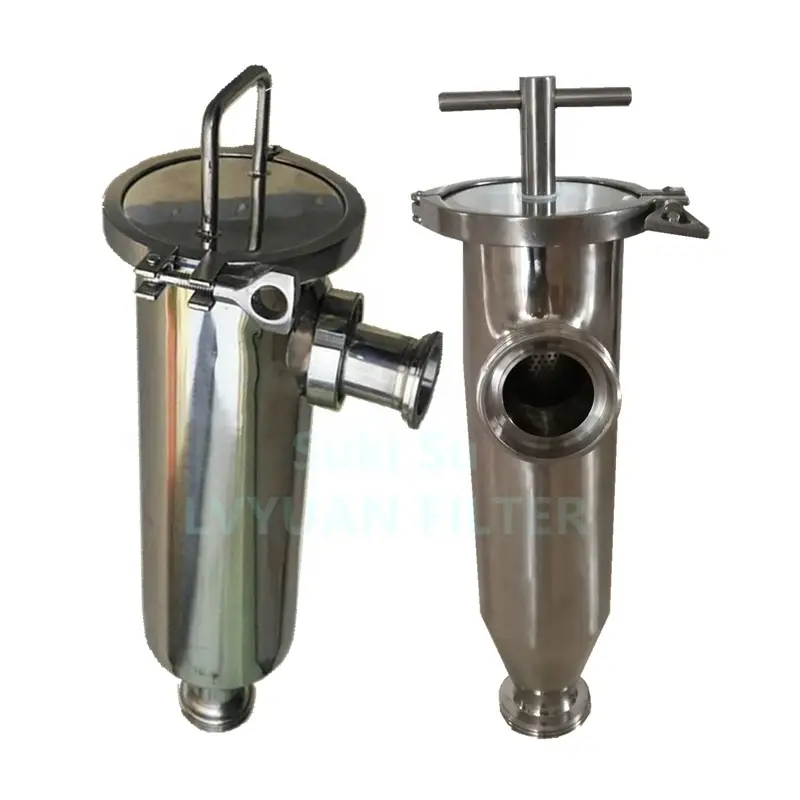 Customized Dual Single Stainless Steel L Type Pipe Tube inline Tri-clamp water filter Strainer with housing ss wire mesh 1