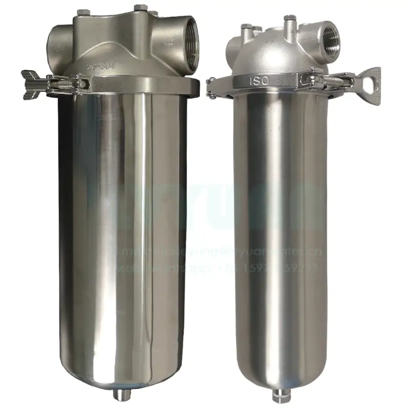 Botella de filtro SS redonda única de 10 20, carcasa de filtro industrial SS304 316L con cartucho de 5 micras, filtro de agua, membrana PP 1