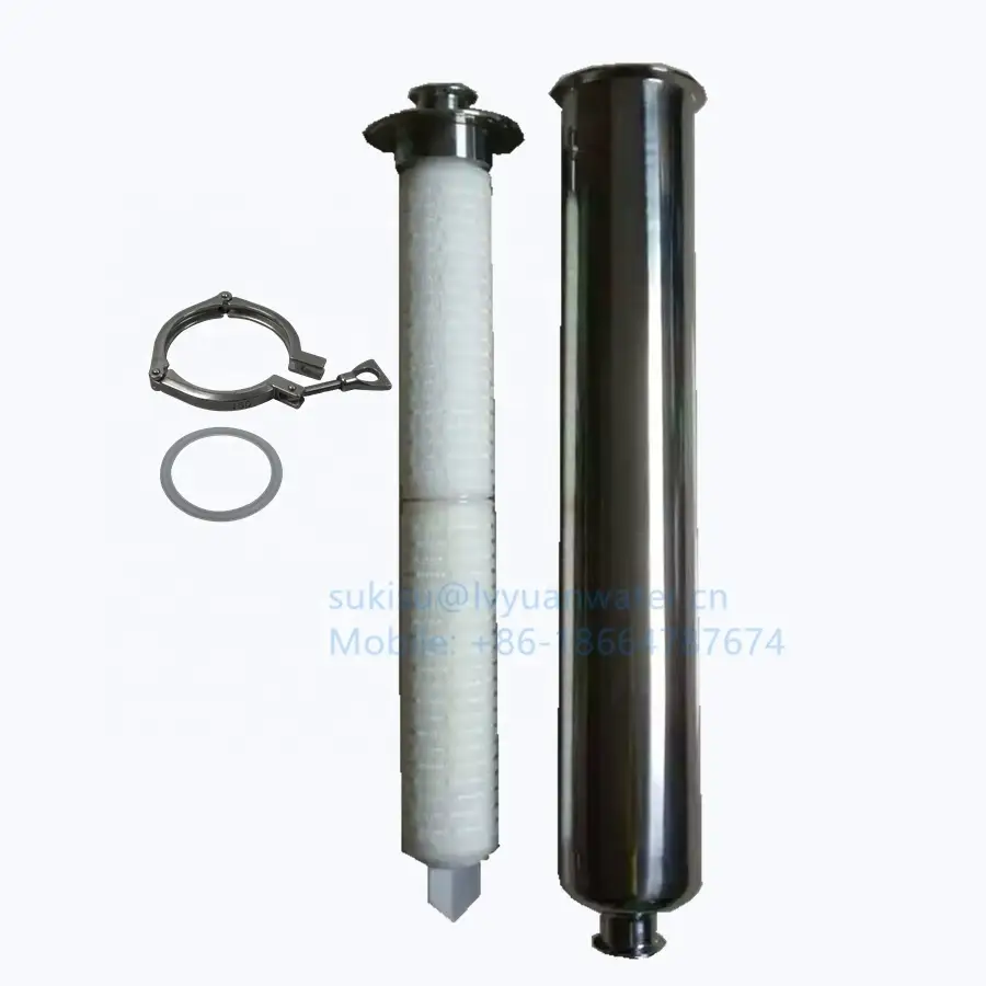 20 10 5 recipiente de carcasa de filtro de aire de acero inoxidable con triple abrazadera de 2,5 pulgadas con cartucho plisado de PTFE 1