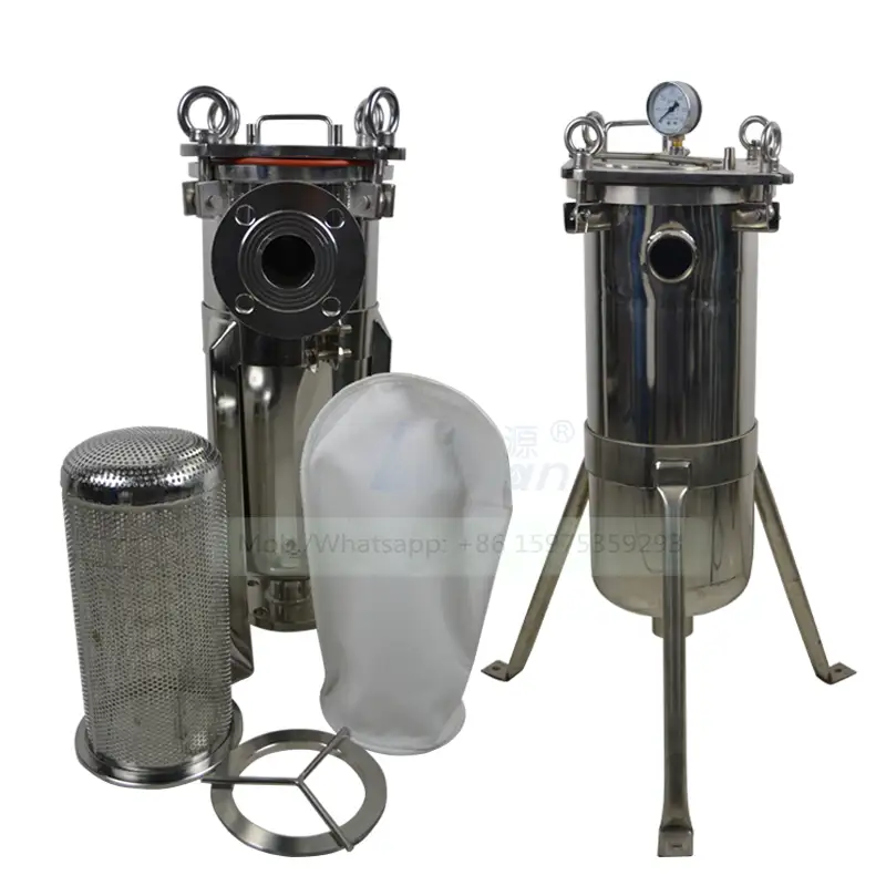 Quick screw opened 50 microns PP/PE/stainless steel mesh bags ss bag filter housing with thread/flange connection 1 inch 1