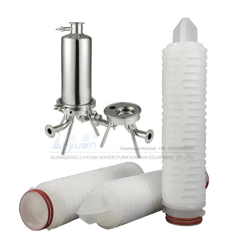 Filtro de líquido/vino/cerveza/bebida, membrana plisada de polipropileno, cartucho de filtro plisado de sedimento de 10 pulgadas con núcleo de plástico1 1