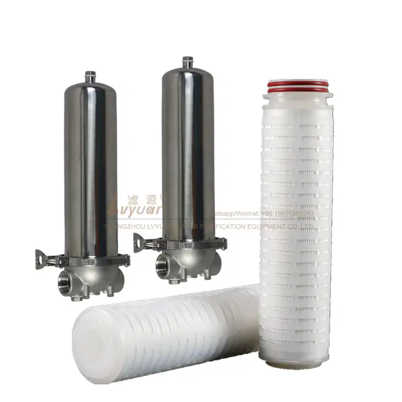 Stainless steel pre treatment housing filter 10 inch pleated PP sediment 5 micron water filter with PP SS support frame 1