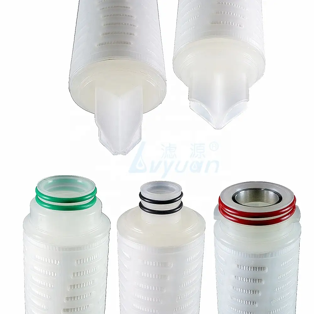Kimyasal ilaç endüstrisi 5/10/20 inç kıvrımlı membran 0,1 mikron filtreyi sterilize etmek için pes kıvrımlı kartuş 1
