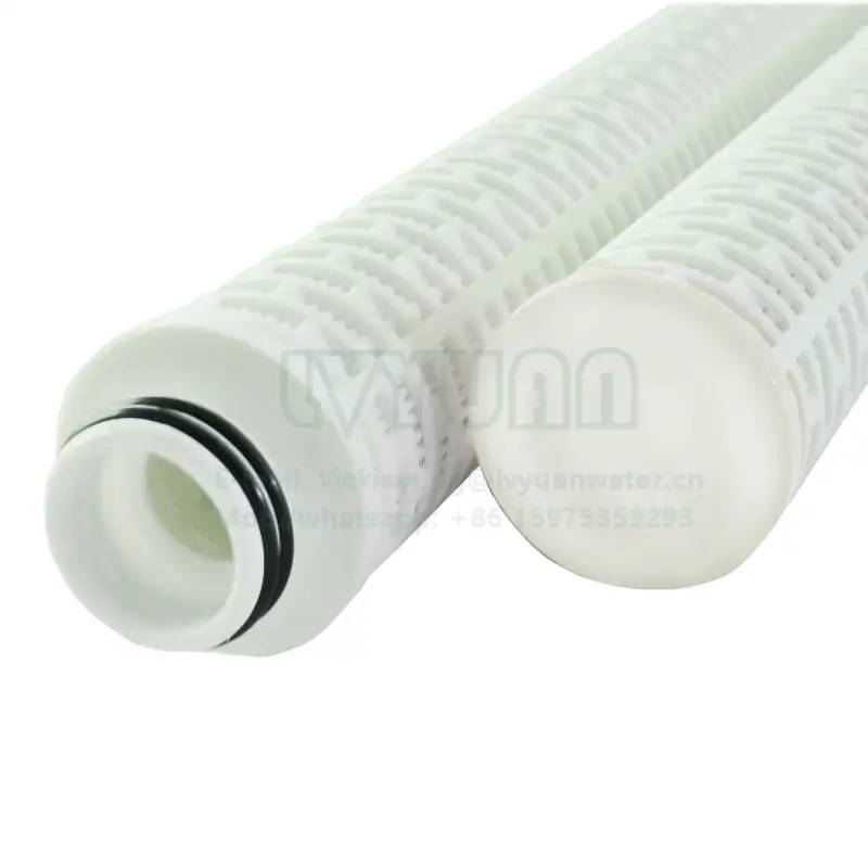 Oil folded filter 10/20/30/40/50 inch 1 microns pleated fiberglass filter cartridge with PP plastic core 222 O rings 1