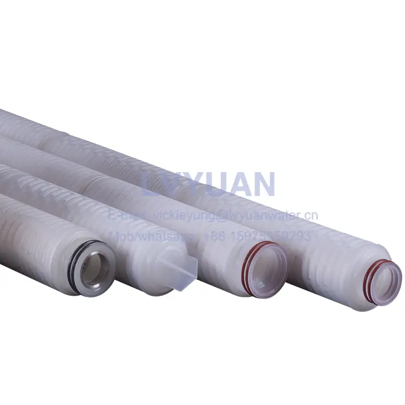 10/20/30/40 inch microporous folding cartridge porous ptfe membrane filter element with 222 226 fin flat plastic/ss adpator 1