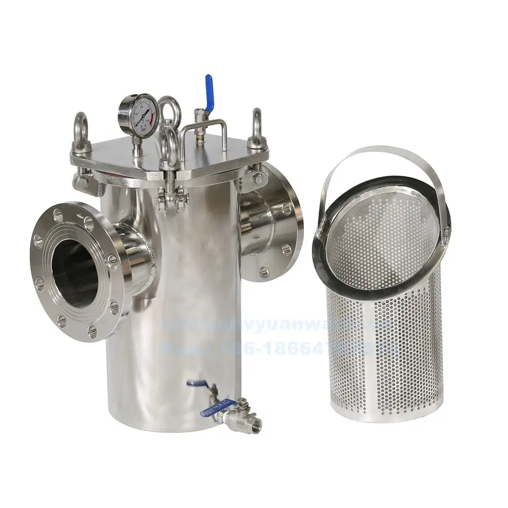 High Flow Industrial Flange/Bolt Quick Open Pipeline Stainless Steel Basket Strainer with wire mesh filter bucket 1