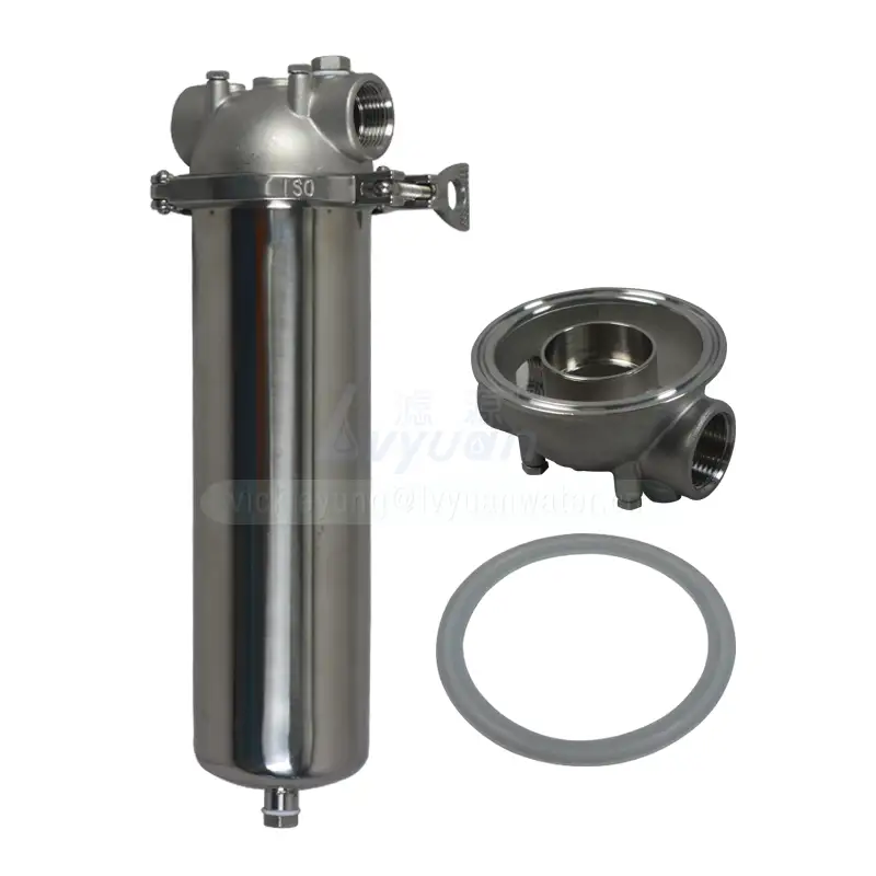 High pressure SS304 316L 2.5x10 inch stainless steel liquid cartridge filter housing with te-flon PTFE O ring gasket 1