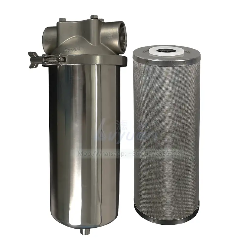 Filtración de disolventes químicos 10 20 pulgadas carcasa de filtro de cartucho de acero inoxidable de 5 micras para tratamiento de agua de gran caudal 1