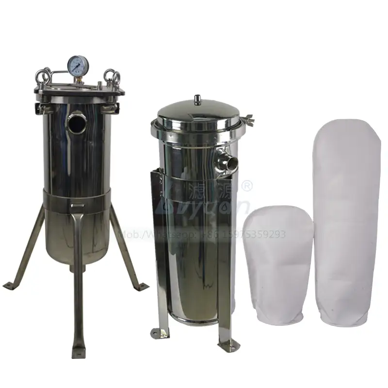 Clamp bag filter type thread connection ss304 filter housing with 5 micron polypropylene PP bag filter 7x 32 inch 1