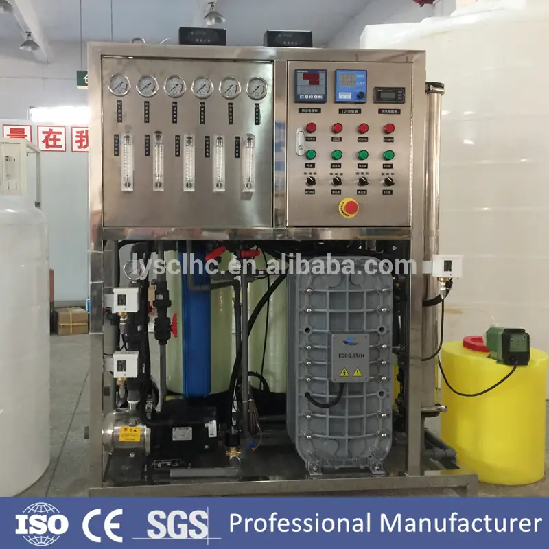 250 500LPH 5m3/h pequeño sistema de equipo de tratamiento de agua desionizado RO EDI para máquina de electrólisis 1