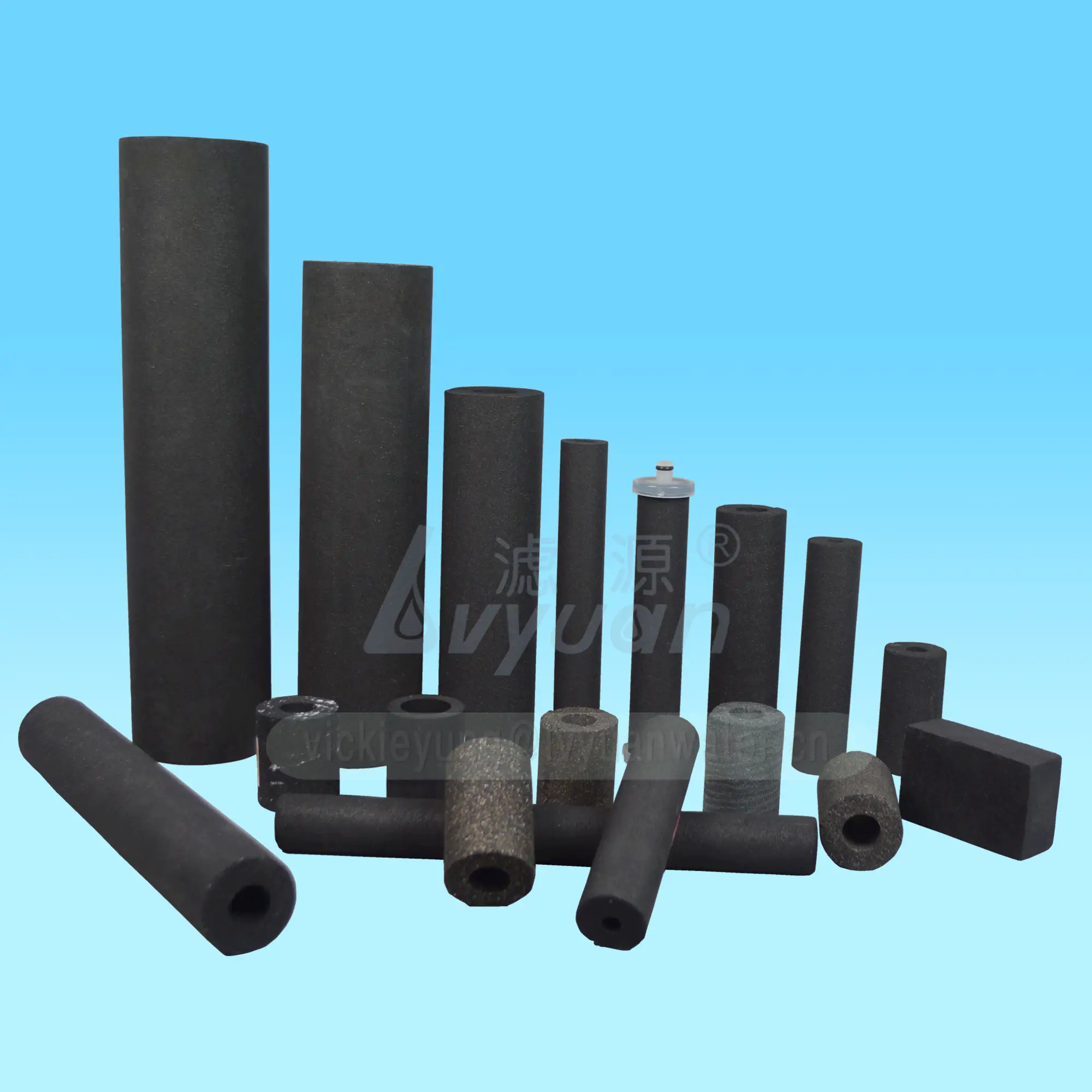 Fábrica de filtros de sinterización bloque de filtro de carbón de 5/10/25 micrones para adsorción de cloro líquido en agua 1
