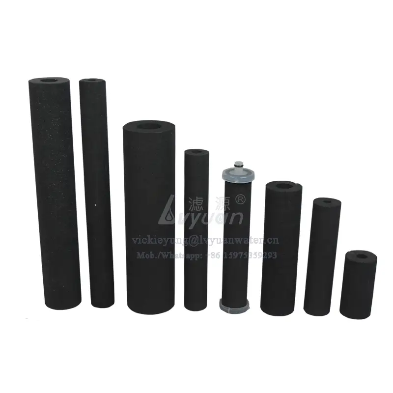 Sinterización de varilla de filtro CTO de carbón de coco de 5 micrones/filtro de carbón de bloque de agua para filtro purificador de agua 1