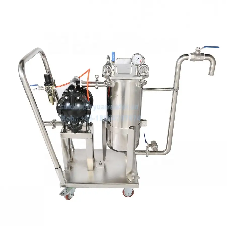 Movable Stainless steel water/Liquid/oil/wine/beer/honey bag Filter Machine with 1/2/3/4/5 stage Purification 1