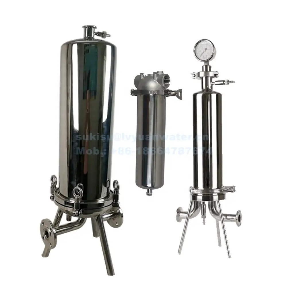 SS316 SS304 Sanitary Stainless steel cartridge filter housing with pressure gauge 1