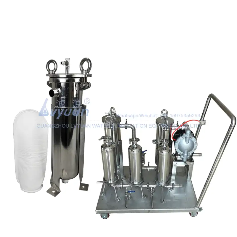 Liquid & solid seperation singe bag water filter stainless steel 304 316L bag filtration system for beer filtering system 1
