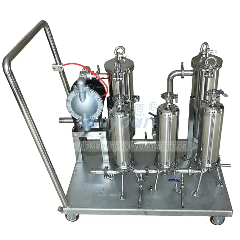 Movable type 1/2/3/4/5 stage cart model stainless steel oil filter machinery with 10 microns filter cartridge or bag filter 1