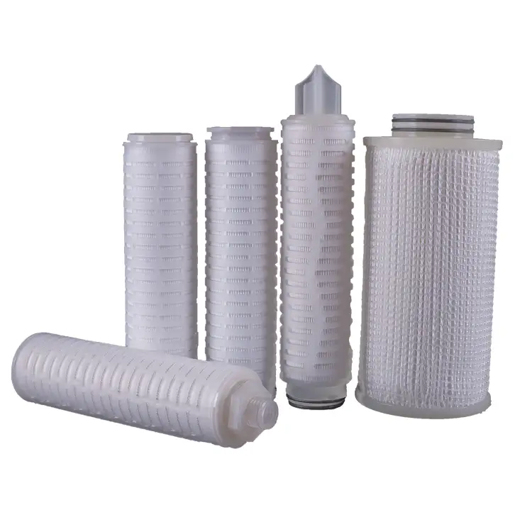Purificación de aire y agua líquida Hidrófilo & Sedimento hidrofóbico de pp Cartucho de filtro plisado de membrana de 1 micra 1