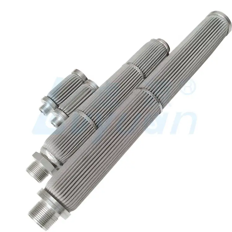 Customized size stainless steel pleated filter cartridge sintered metal candle filter 10 20 30 40 inch 1
