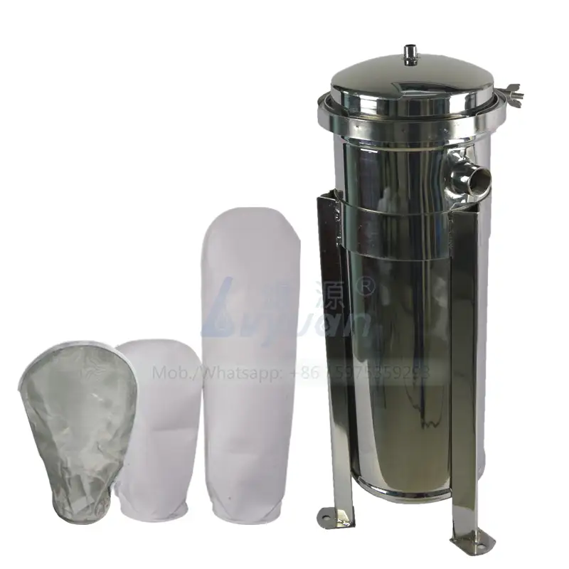 Tri clamp connector SS 304 single stage industrial bag filter housing with PP/PE plastic rings bag filter 5 microns 1