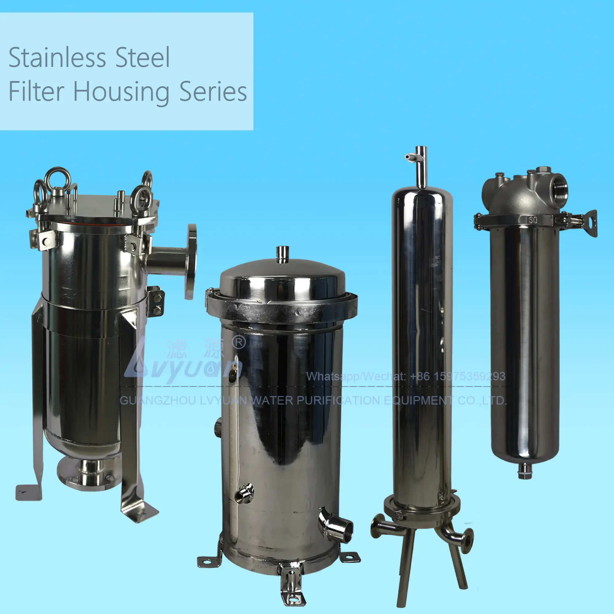 Stainless steel housing system 10/20/30/40 inch OEM microns cartridge water filter system with single/multi cartridge elements 1