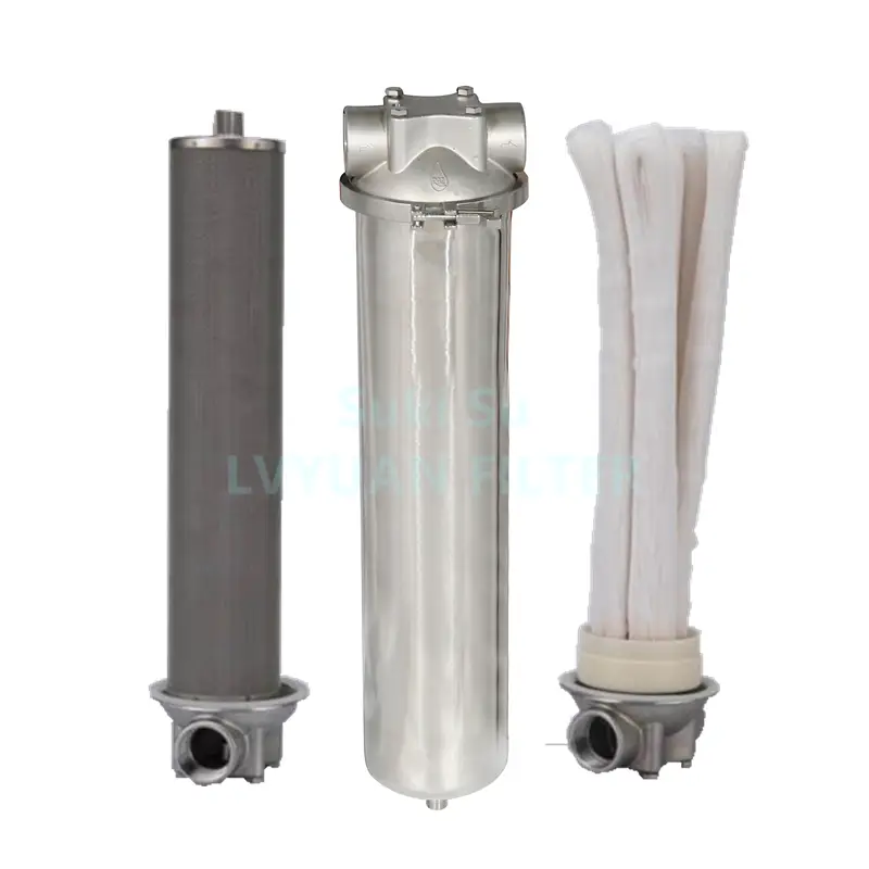 4,5x10 ''4,5x20 pulgadas Jumbo acero inoxidable 304 316L cartucho ultrafiltración filtro purificador de agua con carcasas 1 2 3 etapas 1