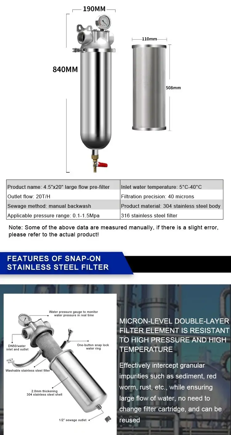 Single Cartridge Stainless Steel Filter Housing 10