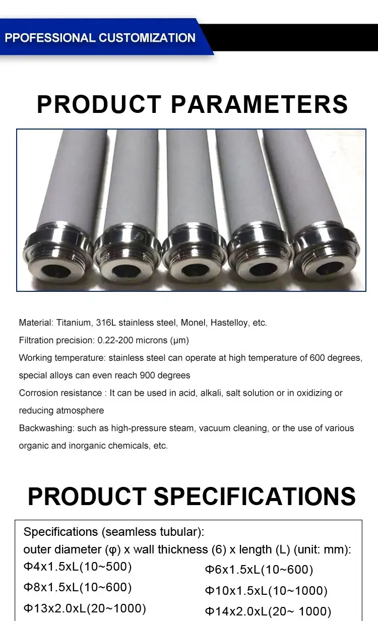 Factory price OEM Size Titanium Rob Sintered Filter Element 7