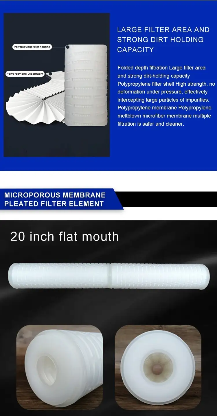 Micro porous membrane pleated filter element 9