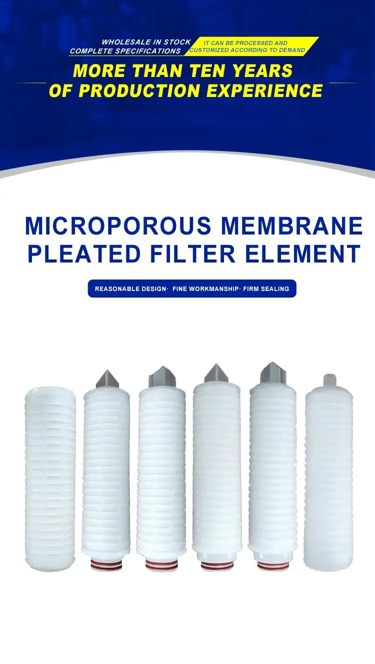 Micro porous membrane pleated filter element 6