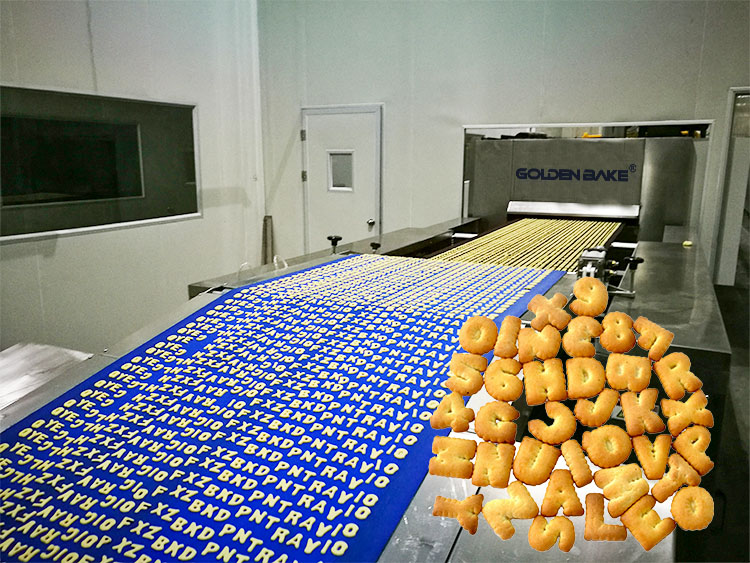 خط إنتاج بسكويت الحروف الأوتوماتيكي من Golden Bake ماكينة صنع البسكويت الأوتوماتيكية للوجبات الخفيفة 1