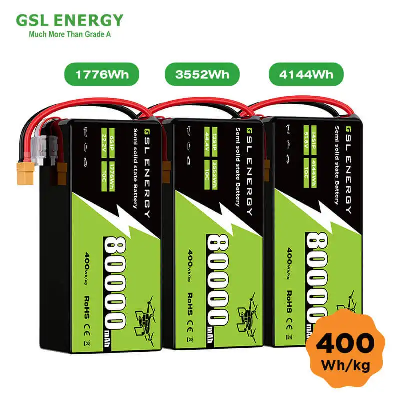 بطارية طائرات بدون طيار شبه صلبة 400 واط/كجم | بطارية طائرات بدون طيار عالية الكثافة 6 خلايا 22.2 فولت 30 أمبير/ساعة - 80 أمبير/ساعة 1