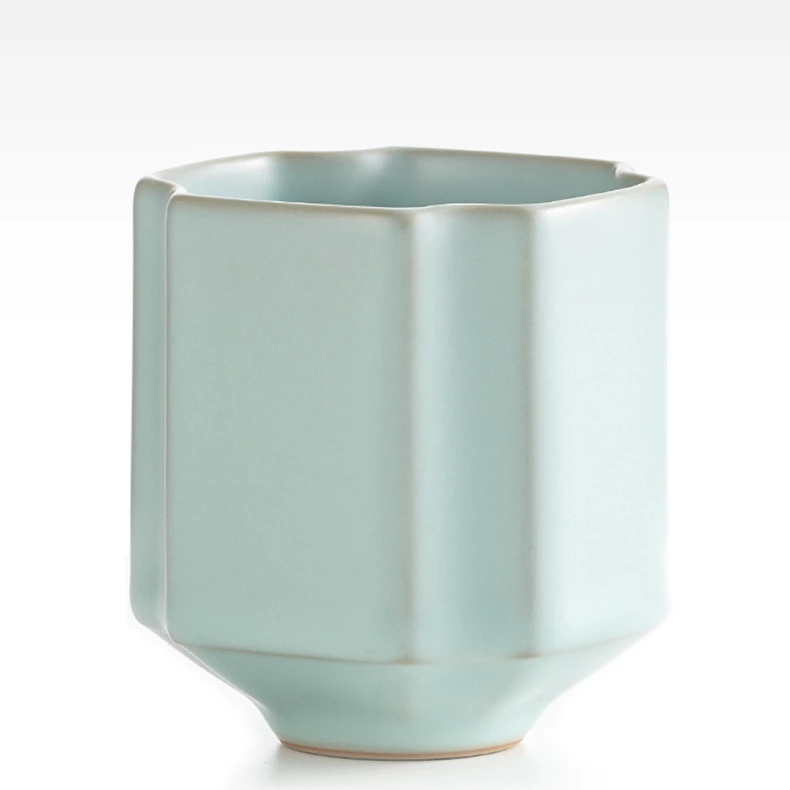 YEARN TOUR Taza de té cuadrada de porcelana asimétrica con mango O/W 1