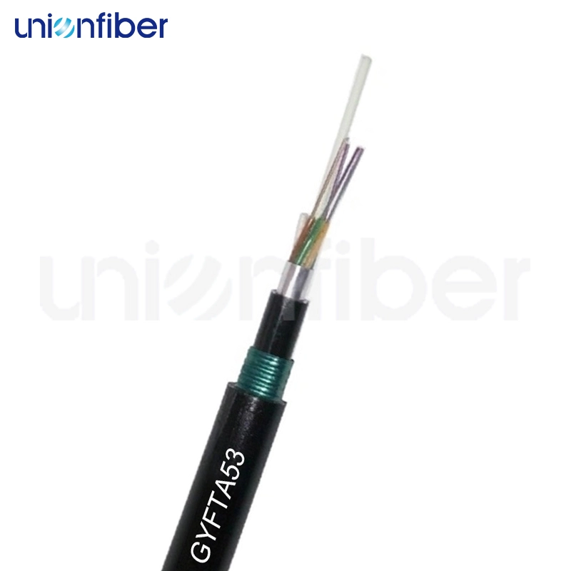 Cable de fribra óptica al aire libre no metálico APL CST doble armadura doble chaqueta enterrada directa 8 12 24 núcleos GYFTA53 1