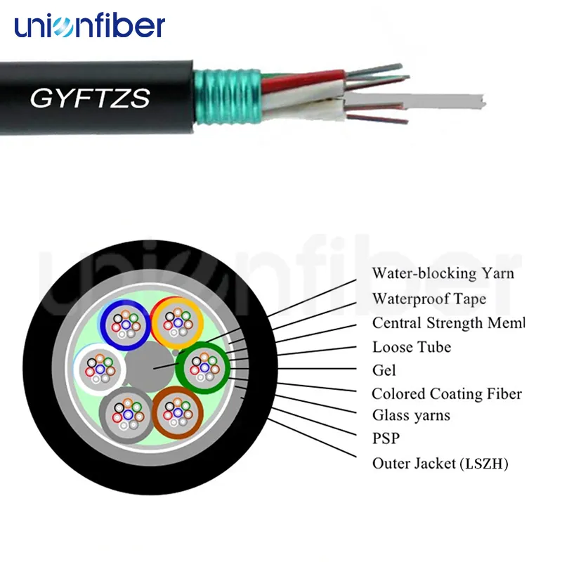 Unionfiber 2 Core Outdoor Fiber Optic Cable GYFTZS Fiber Optical Cable 2 Core Outdoor Fiber Optic Cablemanufacturer 3