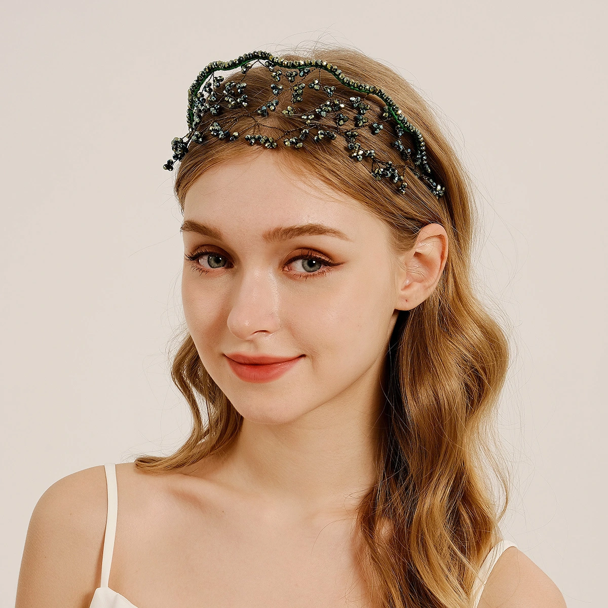 Fashion Crystal Bead Headband Handmade Fashion Girl Headband Simple Daily Accessories Multi-color Option 1
